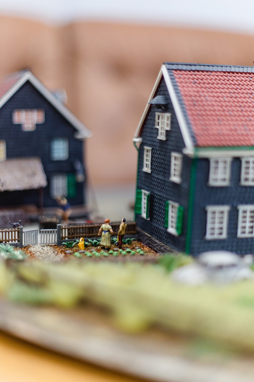 model house, miniature, mini house, toy, toy figures, toys, model figures, model, agriculture, feudal, court, farm yard, field work