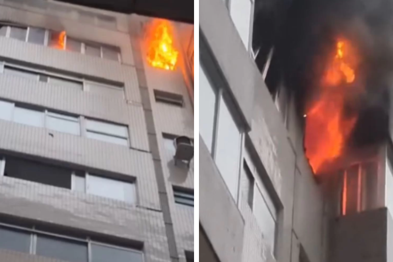 Um incêndio de grandes proporções atingiu um apartamento no 10º andar do Condomínio Edifício Madrid, localizado na Avenida